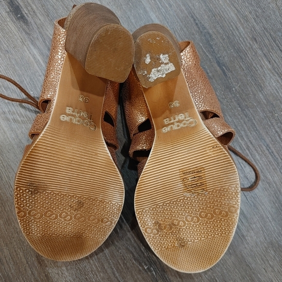 Anthropologie Coqueterra rose gold Gladiator heels size 36 - Picture 11 of 11
